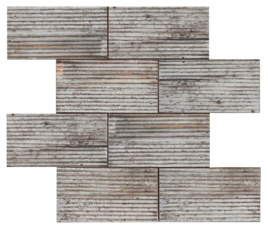2.8"x6" Silver Industrial Linear Relief Pattern Glazed Ceramic Moisaic | Gramercy Kitchen and Bath