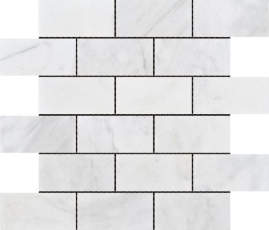 2"x4" Brick Pattern White Grey Marble | Gramercy Kitchen and Bath