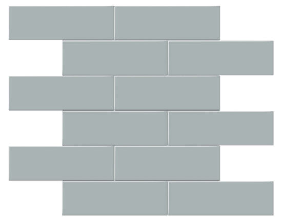 2x6 Cloud Blue Glossy Brick Mosaic | Gramercy Kitchen and Bath