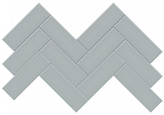 2x6 Cloud Blue Glossy Herringbone Mosaic | Gramercy Kitchen and Bath