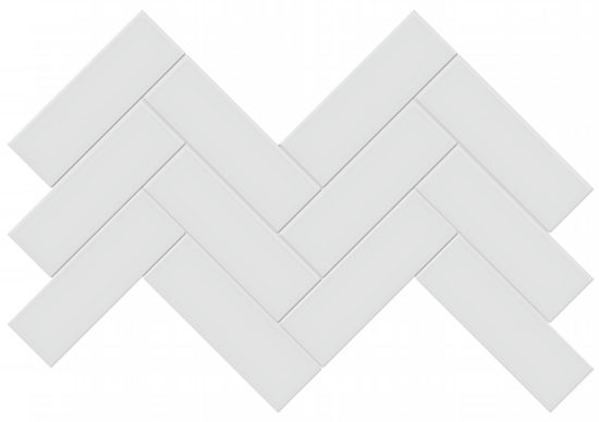 2x6 Gallery Grey Glossy Herringbone Mosaic | Gramercy Kitchen and Bath