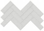 2x6 Warm Grey Glossy Herringbone Mosaic | Gramercy Kitchen and Bath