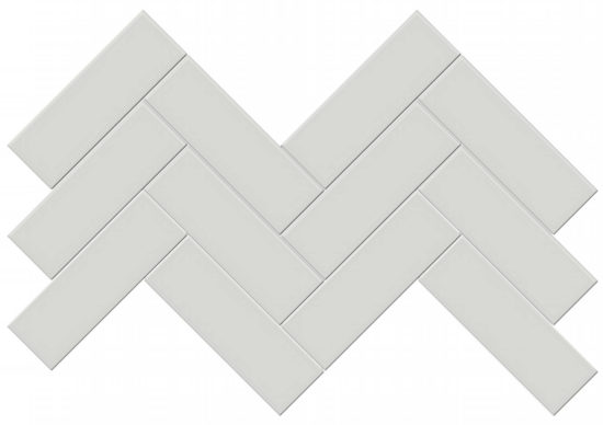2x6 Warm Grey Glossy Herringbone Mosaic | Gramercy Kitchen and Bath