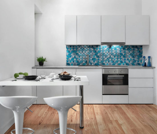 3" Triangular Glazed Ceramic Grey Blue Mosaic | Gramercy Kitchen and Bath
