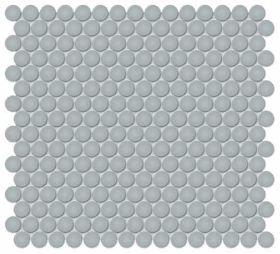 3/4" Cloud Blue Glossy Penny Round Mosaic | Gramercy Kitchen and Bath