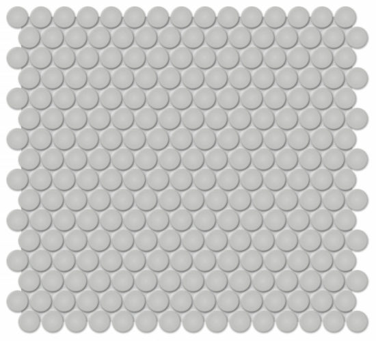 3/4" Loft Grey Glossy Penny Round Mosaic | Gramercy Kitchen and Bath