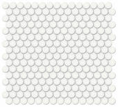 3/4" White Glossy Penny Round Mosaic | Gramercy Kitchen and Bath
