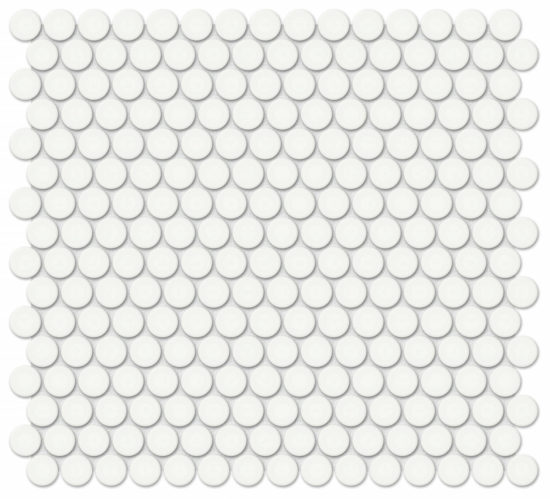 3/4" White Glossy Penny Round Mosaic | Gramercy Kitchen and Bath