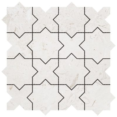 3″x3″ Cross & Star Beige Marble