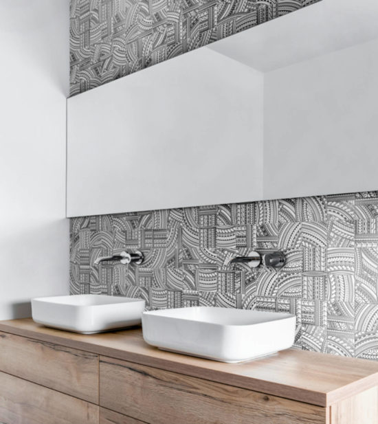 4"X4" Island Native Series Black & White Glazed Ceramic Mosaic | Gramercy Kitchen and Bath