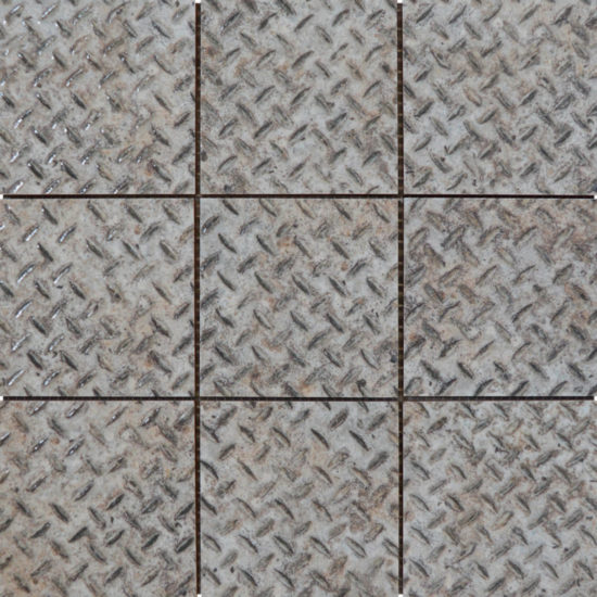 4"X4" Silver Industrial Relief Pattern Glazed Ceramic Mosaic