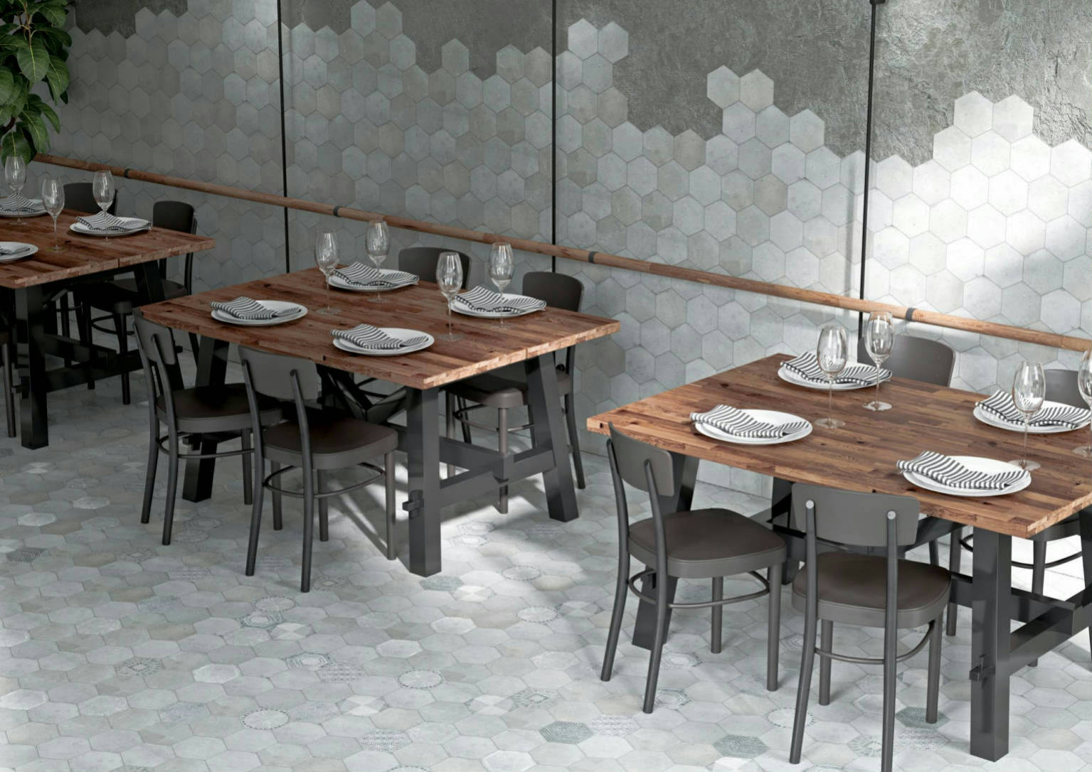 Alma 5.5x6.3” Grey and Grey Decor Hexagon 0 | Gramercy Kitchen and Bath