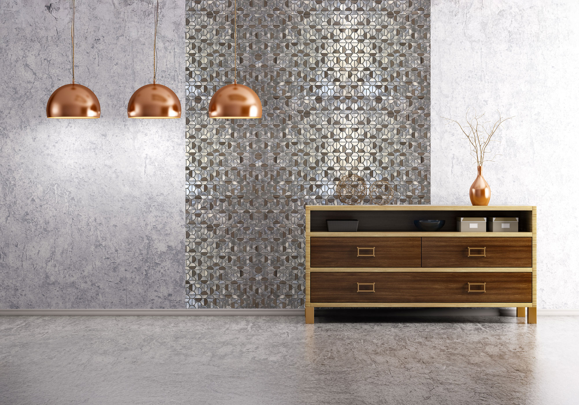 Aluminum & Marble Semi Circle Silver Brown 2 | Gramercy Kitchen and Bath