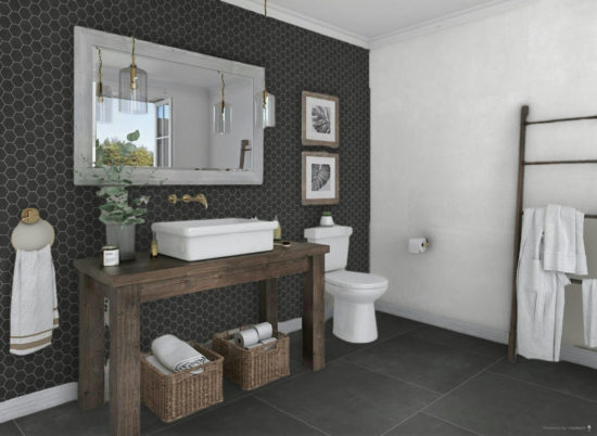 Ashland 3" Hexagon Black Mosaic | Gramercy Kitchen and Bath
