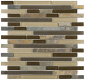 Beige Brown Slate Glass Baguette Mosaic | Gramercy Kitchen and Bath