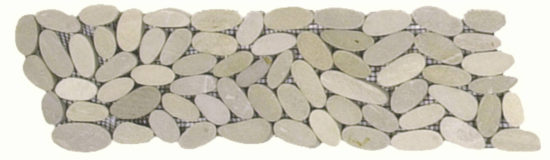 Beige Sliced Matte Pebble Interlocking Border | Gramercy Kitchen and Bath
