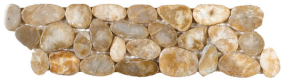 Beige Sliced Polished Pebble Interlocking Border | Gramercy Kitchen and Bath