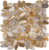Beige Sliced Polished Pebble Interlocking Mosaic | Gramercy Kitchen and Bath