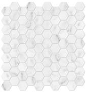 Bianco Venatino 1.25 Polished Hexagon Mosaic | Gramercy Kitchen and Bath