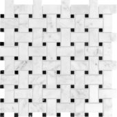 Bianco Venatino Basketweave Polished Mosaic | Gramercy Kitchen and Bath