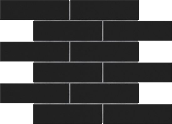 Black Brick Pattern Glossy Glazed Ceramic 2"x6" | Gramercy Kitchen and Bath