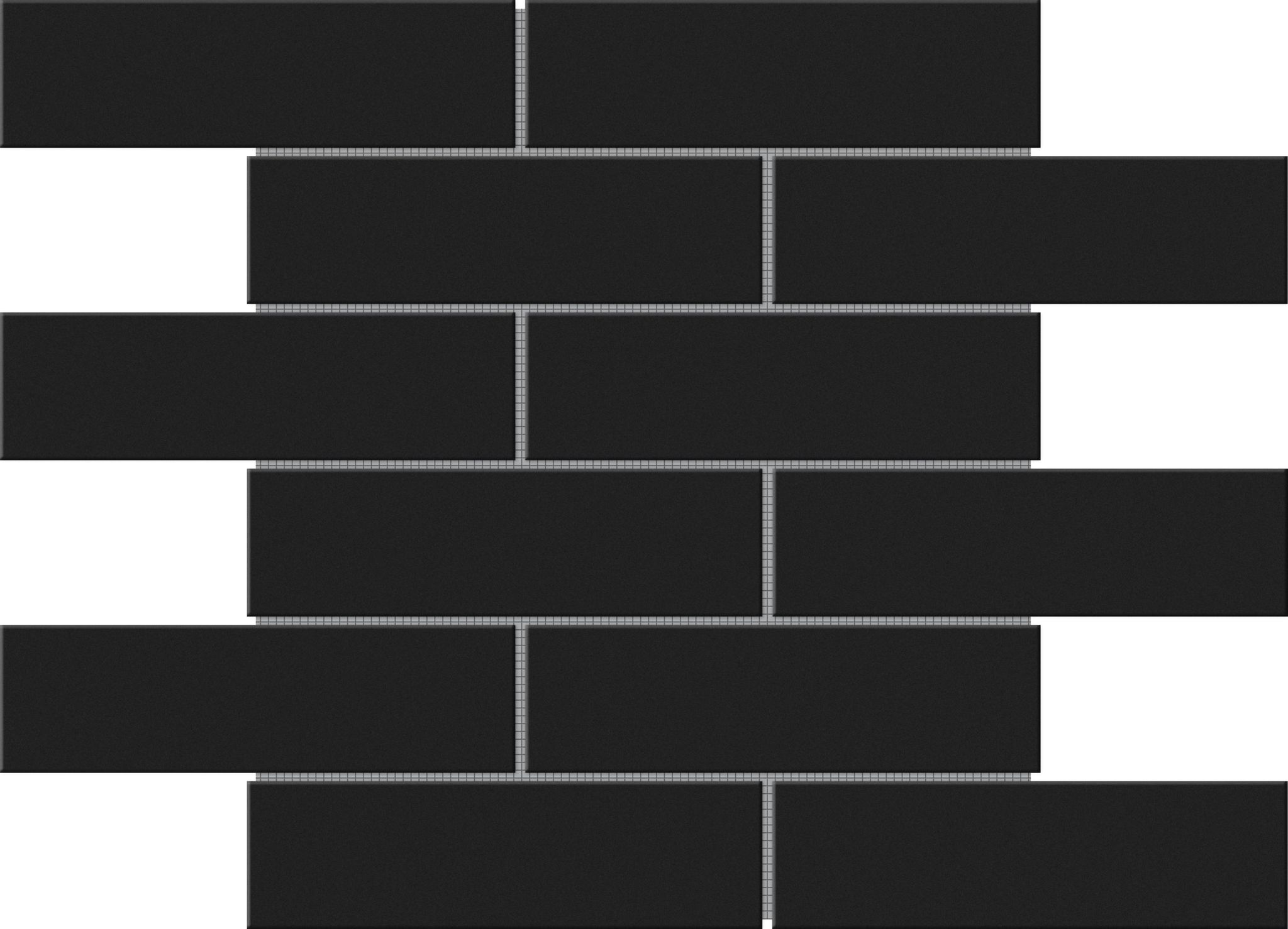 Black Brick Pattern Glossy Glazed Ceramic 2"x6"