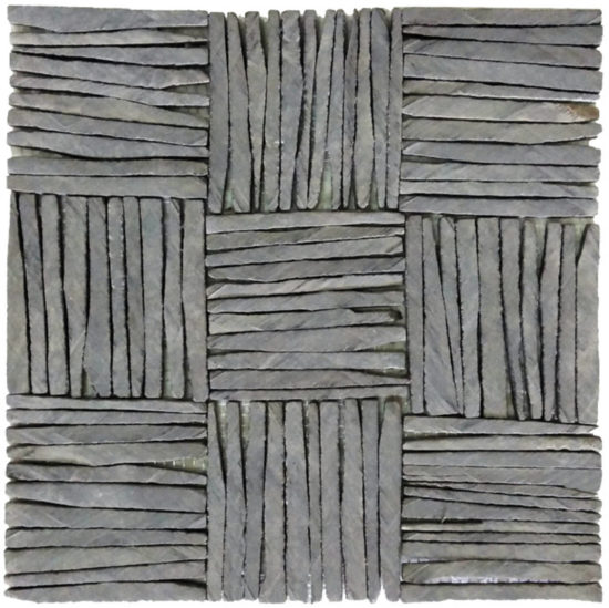 Black Slate Multiple Square Interlocking Mosaic | Gramercy Kitchen and Bath