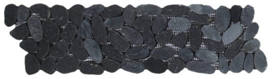 Black Sliced Matte Pebble Interlocking Border | Gramercy Kitchen and Bath