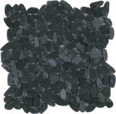 Black Sliced Matte Pebble Interlocking Mosaic | Gramercy Kitchen and Bath