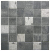 Black/Grey Recycled Glass Mix 2X2" Square Mosaic | Gramercy Kitchen and Bath