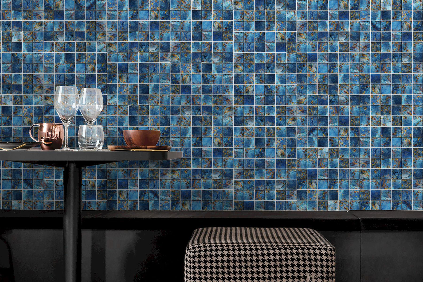 Blue Aluminum 2"x2" Mix Mosaic | Gramercy Kitchen and Bath
