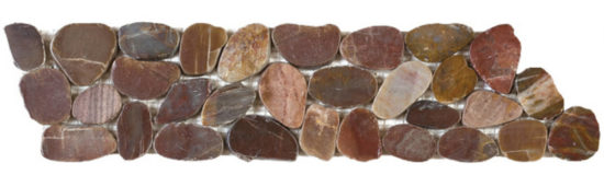 Brown Sliced Polished Pebble Interlocking Border | Gramercy Kitchen and Bath