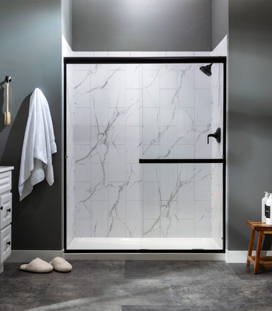 Carrara Marble Shower Wall Kit 32x60x78 | Gramercy Kitchen and Bath