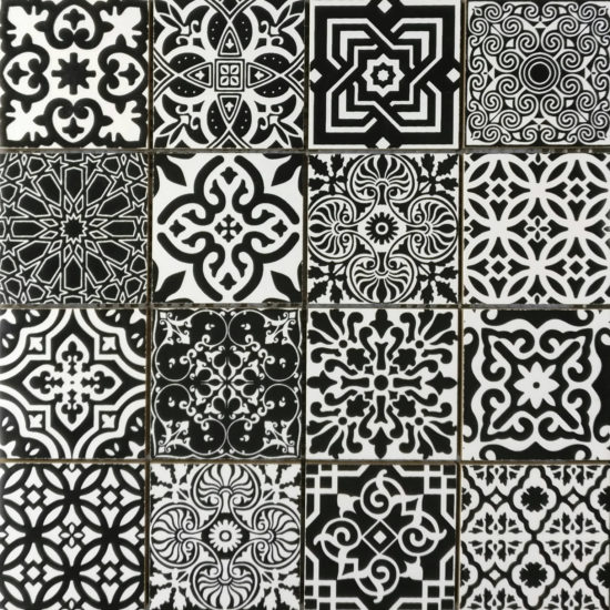 Ceramic Patchwork Square Black & White Mosaic | Gramercy Kitchen and Bath