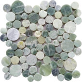 Crystal Green Semi-Precious Stone Round Interlocking Mosaic | Gramercy Kitchen and Bath