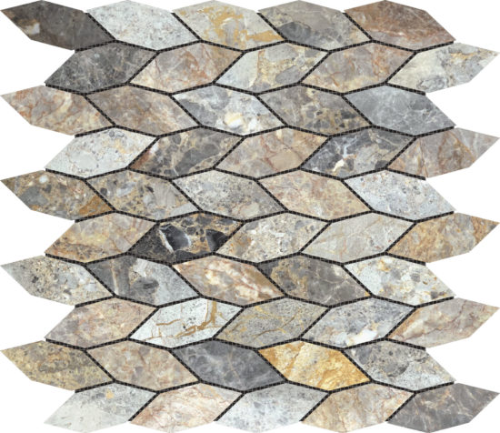 Elongated Hexagon Royal Vein "Leaves" Mosaic | Gramercy Kitchen and Bath