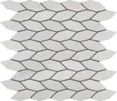 Elongated Hexagon White Grey "Leaves" Mosaic | Gramercy Kitchen and Bath