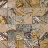 Forest Brown Polished Marble Mosaic 2"x2" | Gramercy Kitchen and Bath
