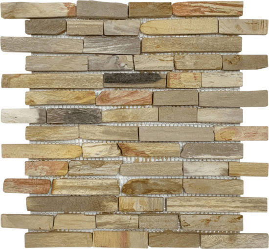 Fossil Wood Baguette Mix Beige Mosaic | Gramercy Kitchen and Bath