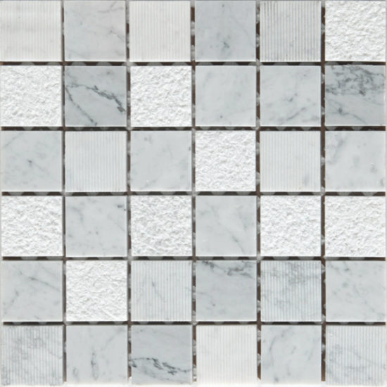 Grey/White Marble Sand Blasted Honed Mix Finish 2"x2" | Gramercy Kitchen and Bath