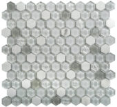 Hexagon White Glass Mosaic | Gramercy Kitchen and Bath