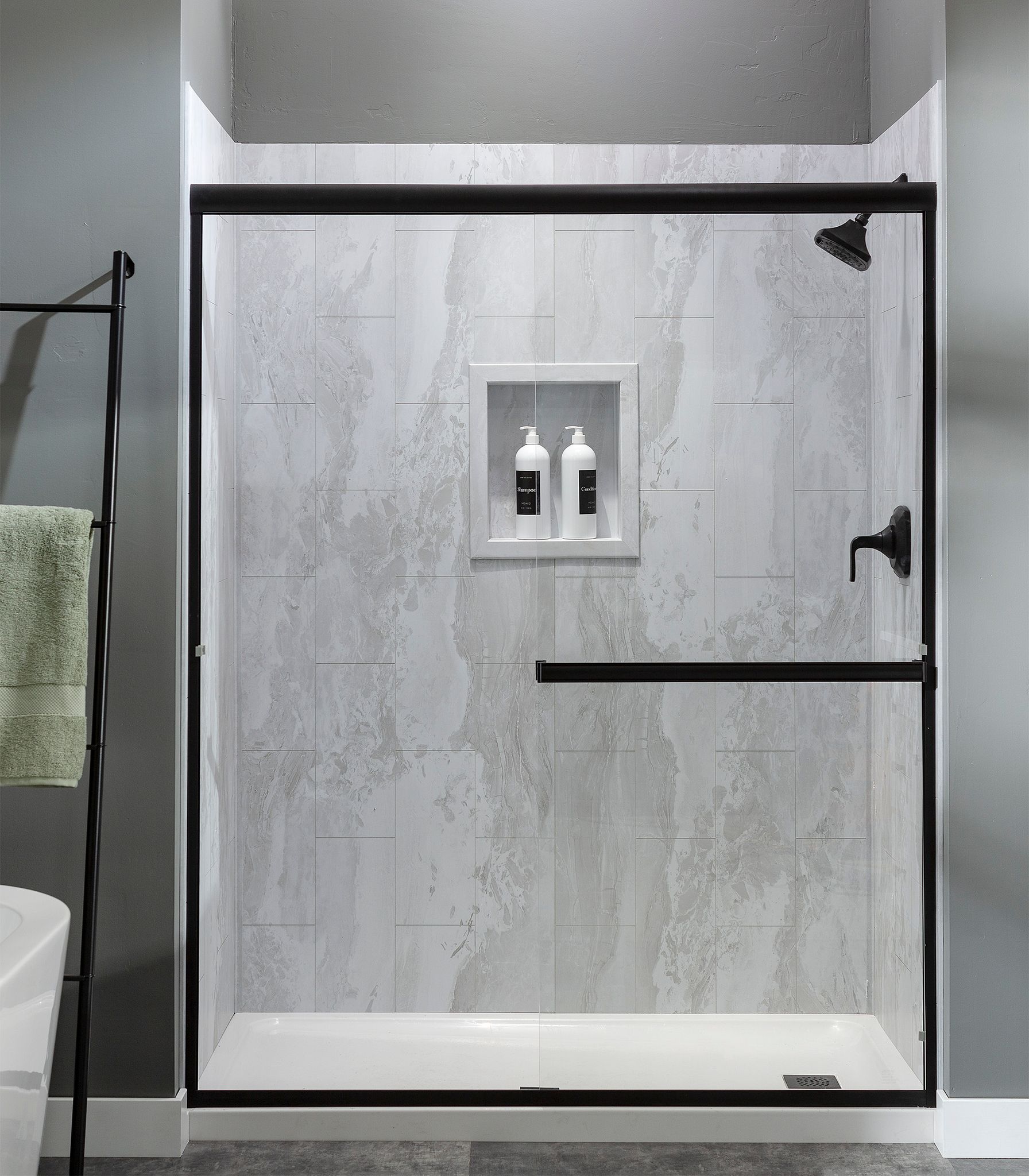 Iced Pewter Shower Wall Kit 36x36x78 | Gramercy Kitchen and Bath