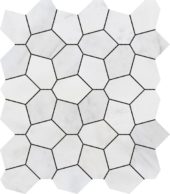 Irregular Hexagon White Grey Marble | Gramercy Kitchen and Bath