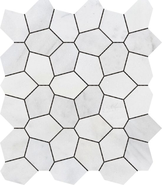 Irregular Hexagon White Grey Marble | Gramercy Kitchen and Bath