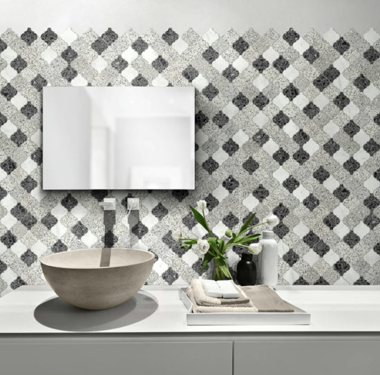 Lantern Terrazzo Marble White Grey Black Mix Mosaic | Gramercy Kitchen and Bath