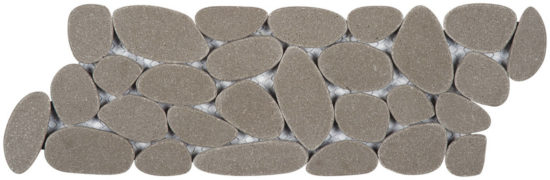 Light Grey Sliced Reconstituted Pebble Mosaic Interlocking Border | Gramercy Kitchen and Bath