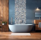 Mini Opus Beige Grey Marble Mix & Blue Glass | Gramercy Kitchen and Bath