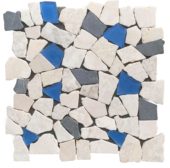 Mini Opus Beige Grey Marble Mix & Blue Glass | Gramercy Kitchen and Bath