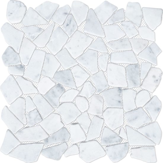 Mini Opus Matte White Grey Marble Stone Interlocking | Gramercy Kitchen and Bath