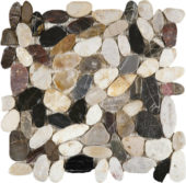 Mix Sliced Polished Pebble Interlocking Mosaic | Gramercy Kitchen and Bath